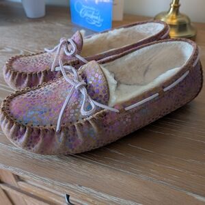 Colorful Moccasin Slippers with Bow